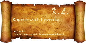 Kapronczai Levente névjegykártya
