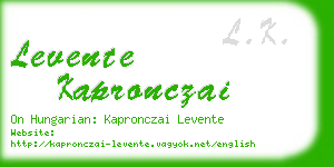 levente kapronczai business card